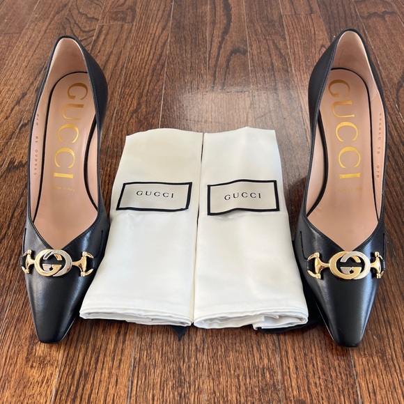 Gucci Black Zumi Leather Pumps Mid-heel. Size 8 (EU38) - Picture 4 of 16